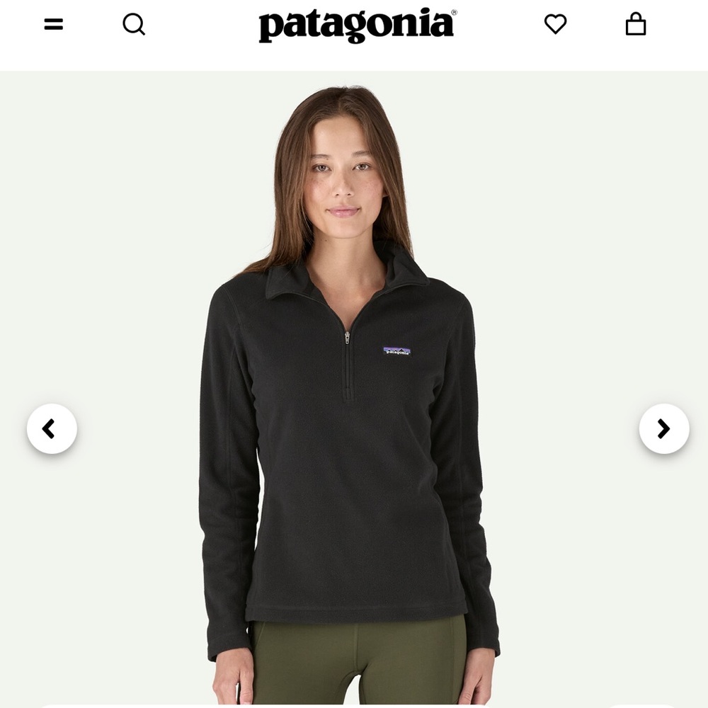 NWT Patagonia Sweater Women XL Fleece Pullover 1/4 Zip Micro D black